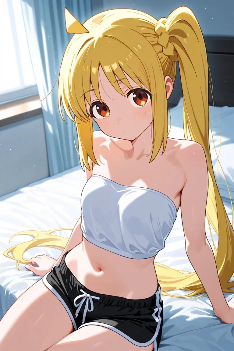 ((Beautuful Women)),(large udder:1.6),(((natta))),(((detail portrayal))),(((blondehair:1.6))),(((Wavy Hair))),(((Long Side Twin Tails))),(((a small face))),(((Less bangs))),(((Blunt bangs))),(((Red Eyes))),(​masterpiece)), (((Hanging eyes))),((top-quality)),((Vivid light and shadow depiction)), (The ultra-detailliert), ((kawaii)), (((Toned body))),cute little,(((Beautiful body lines))), (Detailed body line depiction), ((detailed face depiction)),((ighly detailed)),  (8K), top-quality, (Beautiful fece),(((World-class quality))), ighly detailed, hight resolution,(((Anime filling))),(((de pele branca))),(((White liquid drips on the body))),(((Used condoms are scattered on the bed))),(((Upper body naked))),(((Pink polka dot panties))),(((deadpan))),(((red blush))),(((Leaning against the window by the window:1.6))),(((raise her legs))),(((Detailed depiction of panties))),(((Composition seen from the front))),(((composition seen from below))),(((Looking down))),(((Open your legs to show your crotch))),(((Show your crotch))),