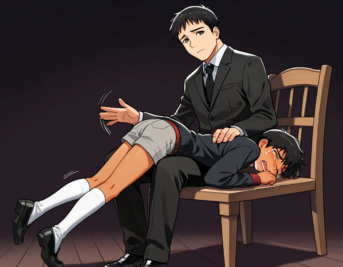 score_9, score_8_wonderful, score_7_wonderful, sauce_anime,STAR,kirito,Male Focus,1 male,No pants,Red tie,Auction,Long sleeve white shirt,On all fours,Place your hands on the floor,penis,Leash color,View your viewers,Squat,humiliation,Obedience,slave