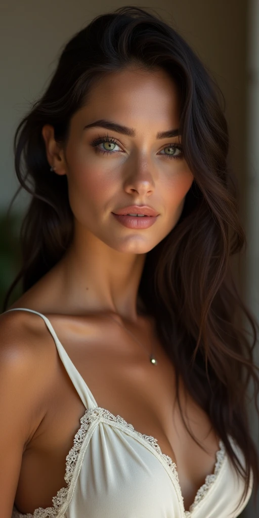Beautiful Latin woman with green eyes, young Brazilian woman