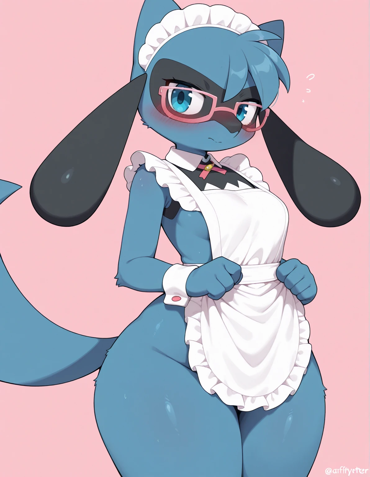 Glaceon,furry,Bust 87,Waist 57,Thigh 86,Good resolution,Apron set,Good light and shadow details,shade,sexy body,blushing