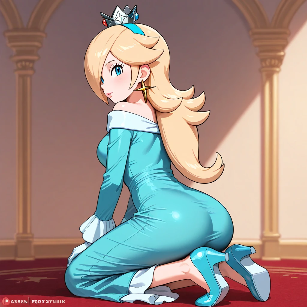 Princess Rosalina from Super Mario, White hair, neckleace, Breasts huge, big hair, hentai sexy girl, 1 girl, best qualityer