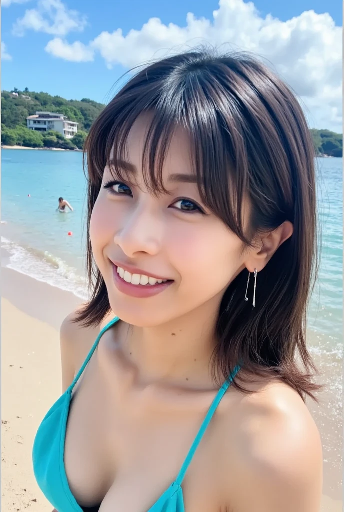 gravure japanes huge tit The bikini a smile the beach