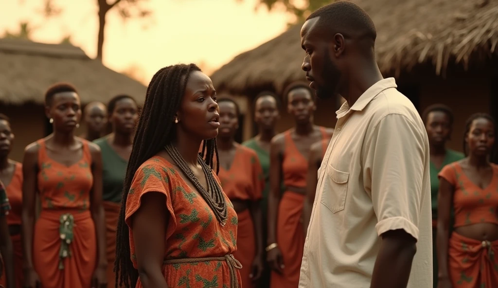 Create an image of a young Nigerian man having sex with an African dirty old woman wearing torn dirty dress in the bush 