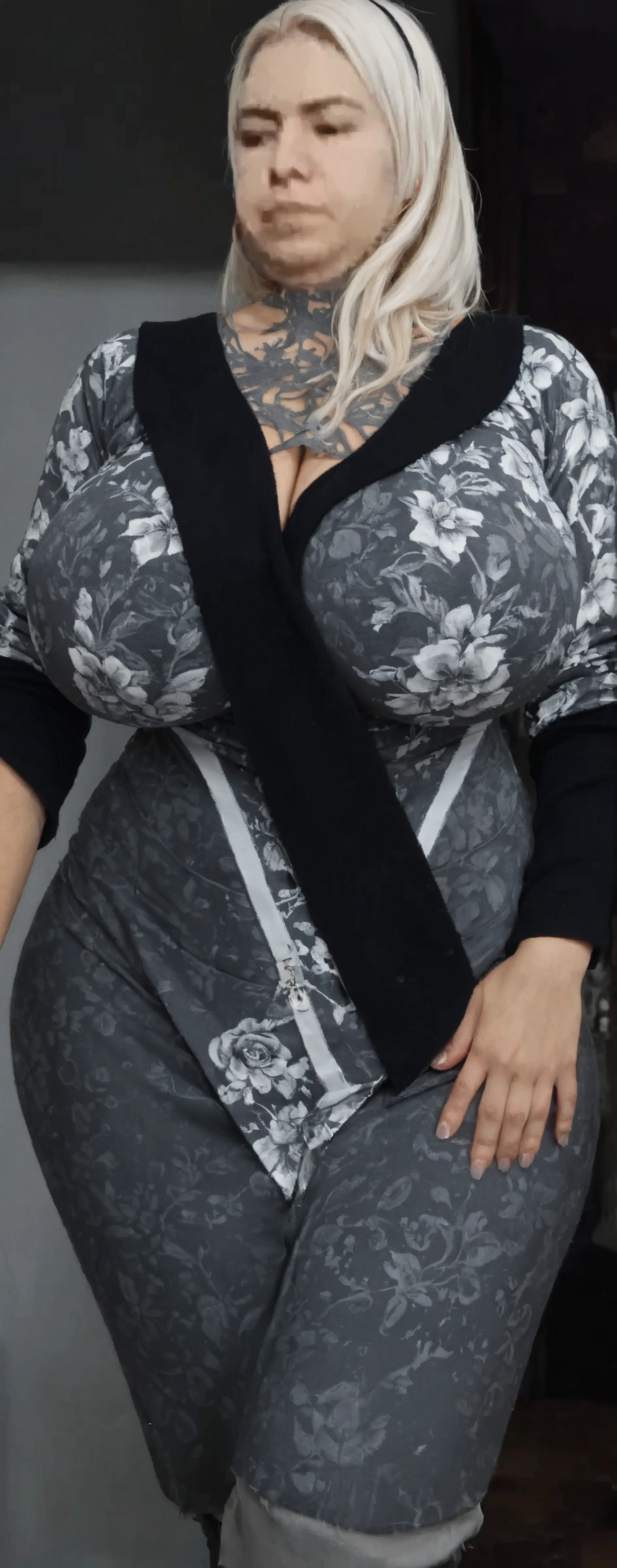 (masterpiece,best quality,photorealistic),portrait,1girl,beautiful,young,realistic,red corset,thigh highs,lace gloves,artistic nudity,(small breasts:1.2),(huge sagging:1.3),breasts apart,facing viewer,looking away,(extremely detailed eyes),((posing for a figure painter)),victorian style,(HDR:1.3),(vivid colors:1.4),(high contrast),soft lighting,intrincate details,realistic body proportions,fine detail,blank grey background,(((field of depth)))