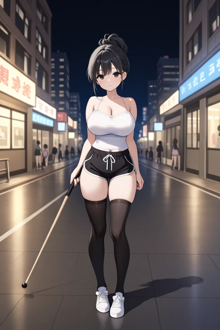 pixel-Komi-Shouko, from front , masterpiece, best quality , 1girl,alone, leotard, black pantyhose, bunny ears, street, sunset, good hands, good anatomy