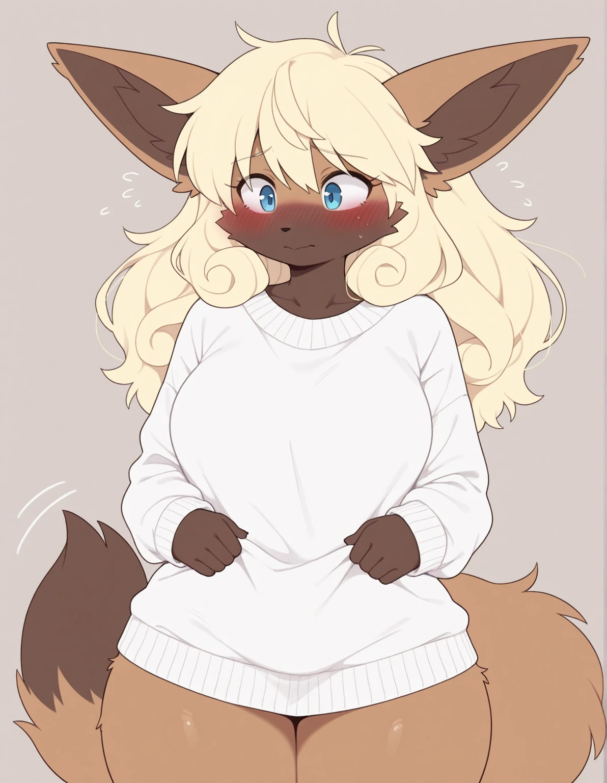 digital_media_(artwork) hi_res, score_9, score_8_up, score_7_up, score_6_up, score_5_up, score_4_up, rating_safe, beautiful, intricate, high quality details, highly detailed, amazing quality, anthro, furry, female, detailed textured fur, fur tufts, fluffy, slim, slender, cute, small, detailed sexy eyes, solo, SFW, hyena, long sweater, baggy denim jeans, long hair, multicolored hair, streaked hair, absurdres, highres, goth, heavy eyeliner, heavy eye shadow, breasts,