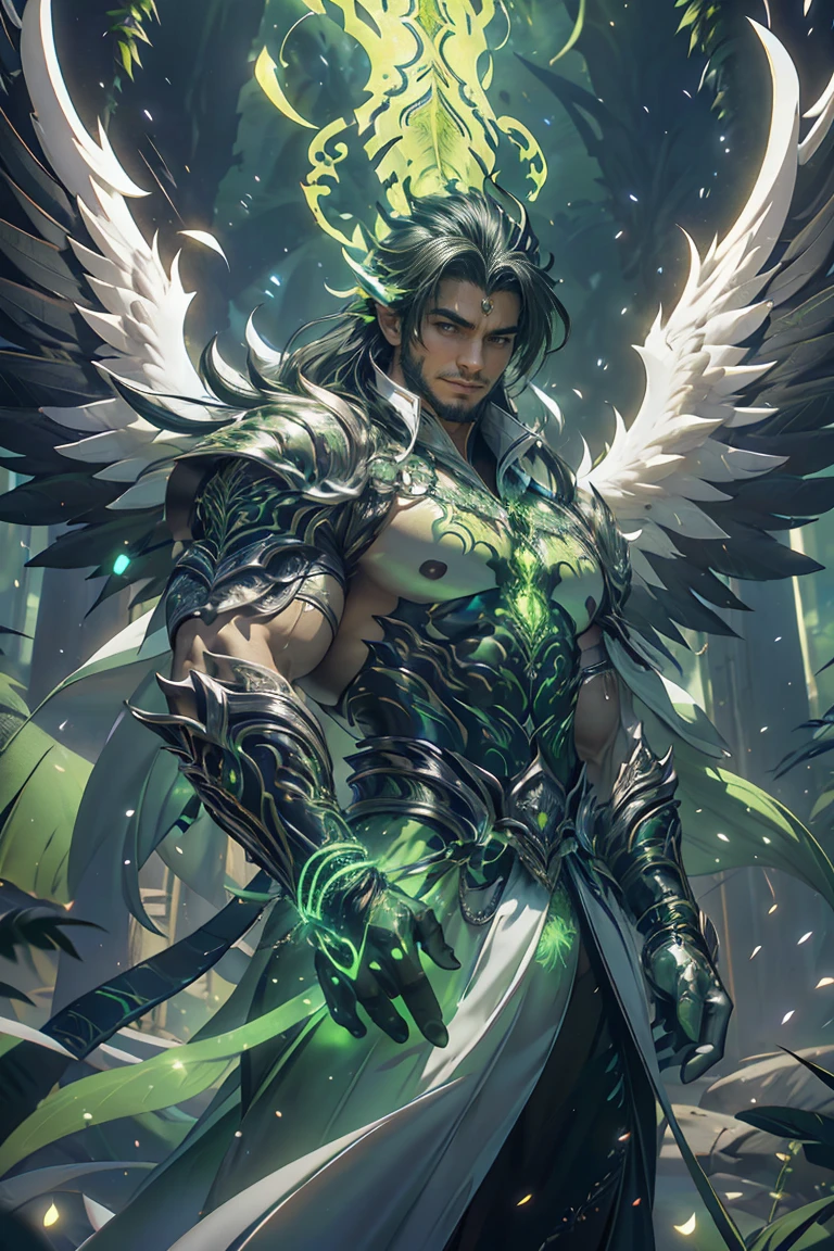 1boy，Ancient fairy costumes，Orange eyes，Long flowing hair，Handsome face，Cool，Cold，Semi-realistic,Meticulous facial features,Wearing exquisite fairy costumes,NSFW,tmasterpiece,Need,super-fine,best qualtiy，Unreal 5，rendering by octane