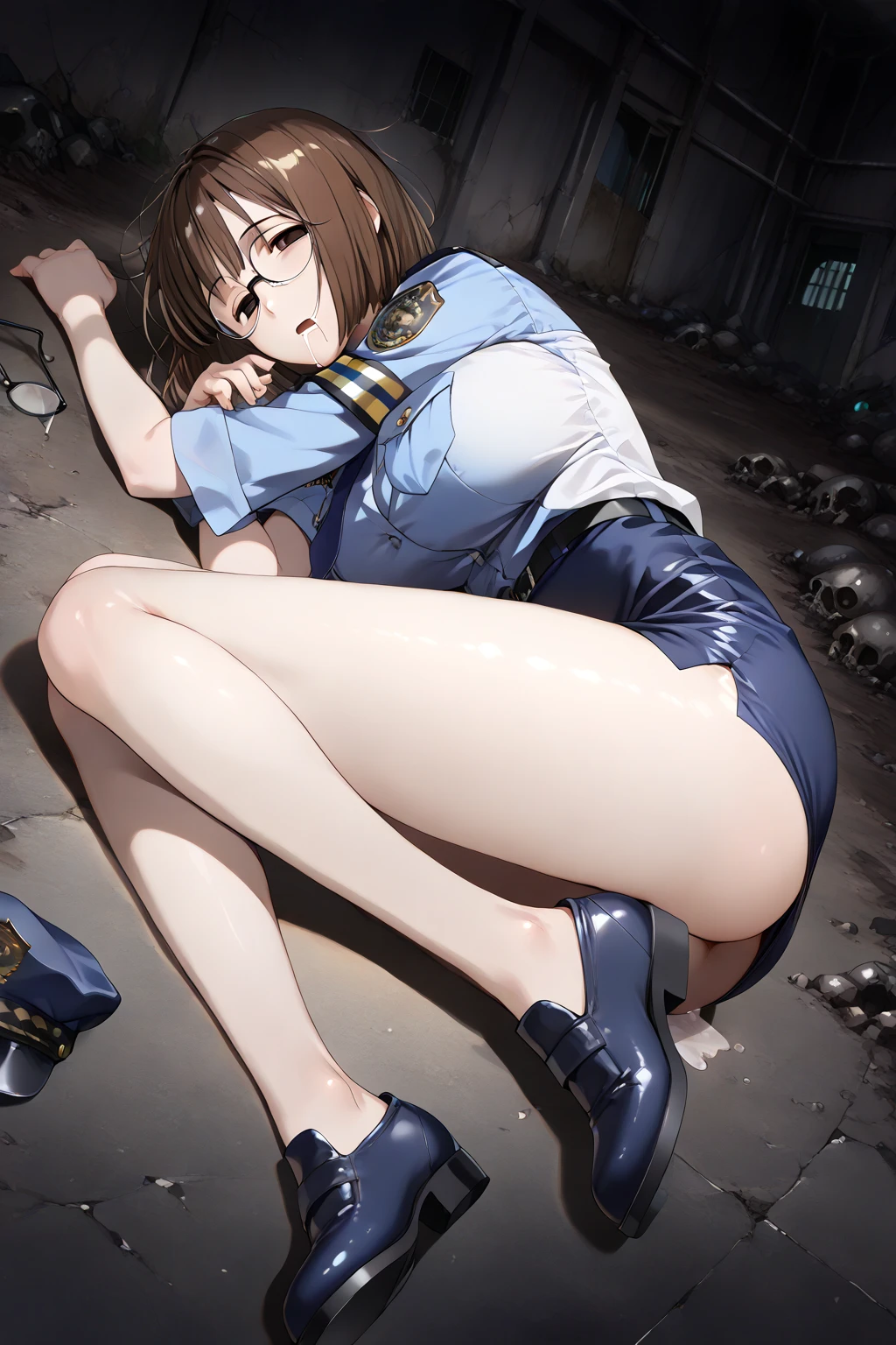 Naked policewoman,Black short hair,gun belt,boots,Watch on wrist,Tears,indoor,painful,Masturbate,Peeing,Above the knee shot,Lying in bed,Ultra-high resolution,16K