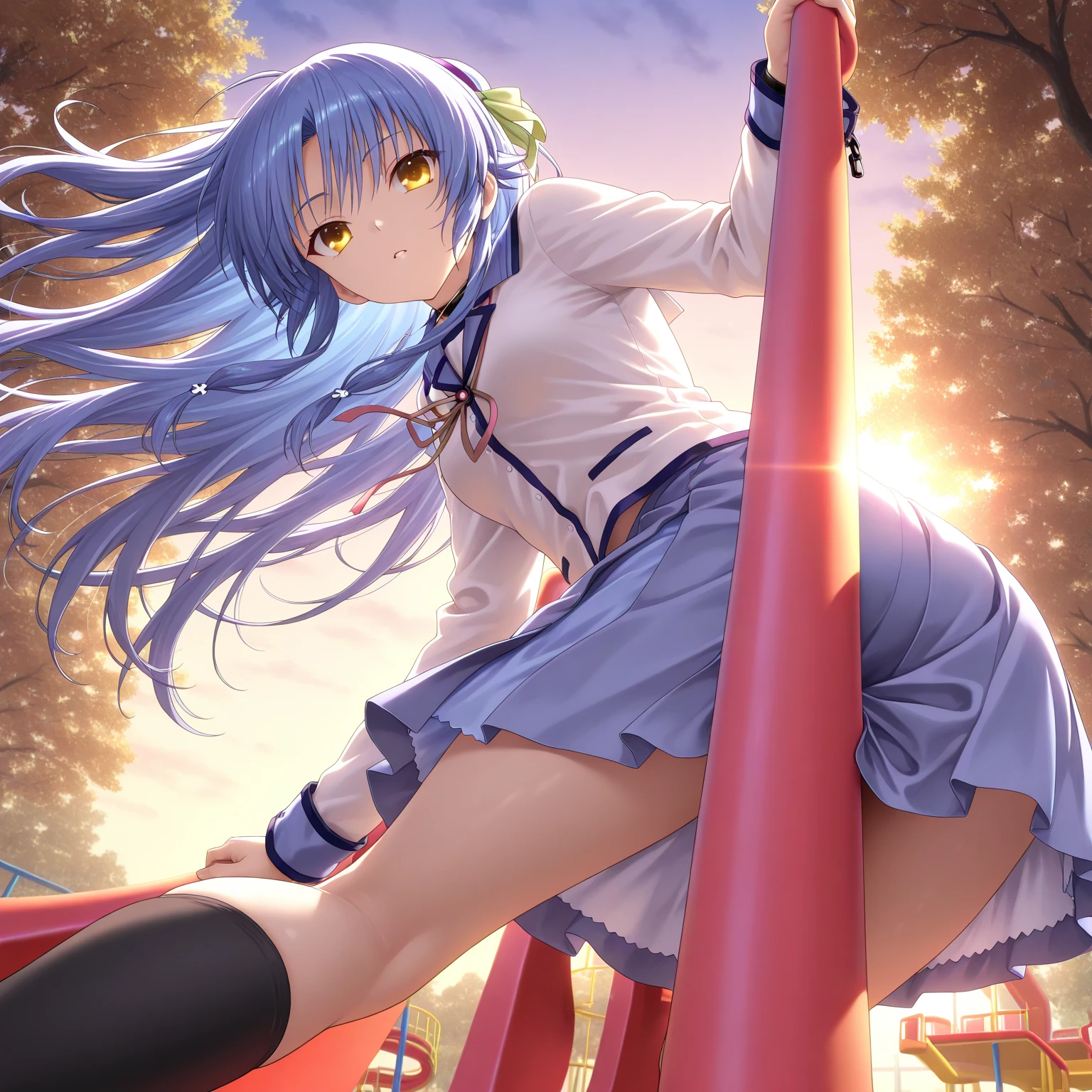 (A woman looking back after failing a magic spell, 地面から上にWindがふきスカートがめくれてパンティが見えている, Sexy and cute pink panties:1:3), Beautiful Anime Woman, Beautiful art style, Anime characters, ((Smooth texture, Realistic texture, アニメCGWind)), ((Highest quality)), (Very detailed), (Very detailed CG 統合 8k 壁紙), Very detailed, High-resolution RAW color photos, Professional photography, masterpiece, Highest quality, beautiful and big breasts, Slender body, (Stunningly beautiful woman), (Detailed face:1.2), (Blue Hair, White Dress, White mini skirt, belt, Red eyes, Circlet, boots, Blue Cape:1.2), Outdoor, nature, Wind, Perfect lighting, Perfect Shadow, Exact number of arms, Exact number of legs, Perfect Anatomy, Exact finger count、Exact number of legs、(Exact number of arms:1.0, Exact number of hands:1.0), (Perfect hands, Perfect Anatomy), (Embarrassed expression), Angle from the rear, Dragon Quest, wise