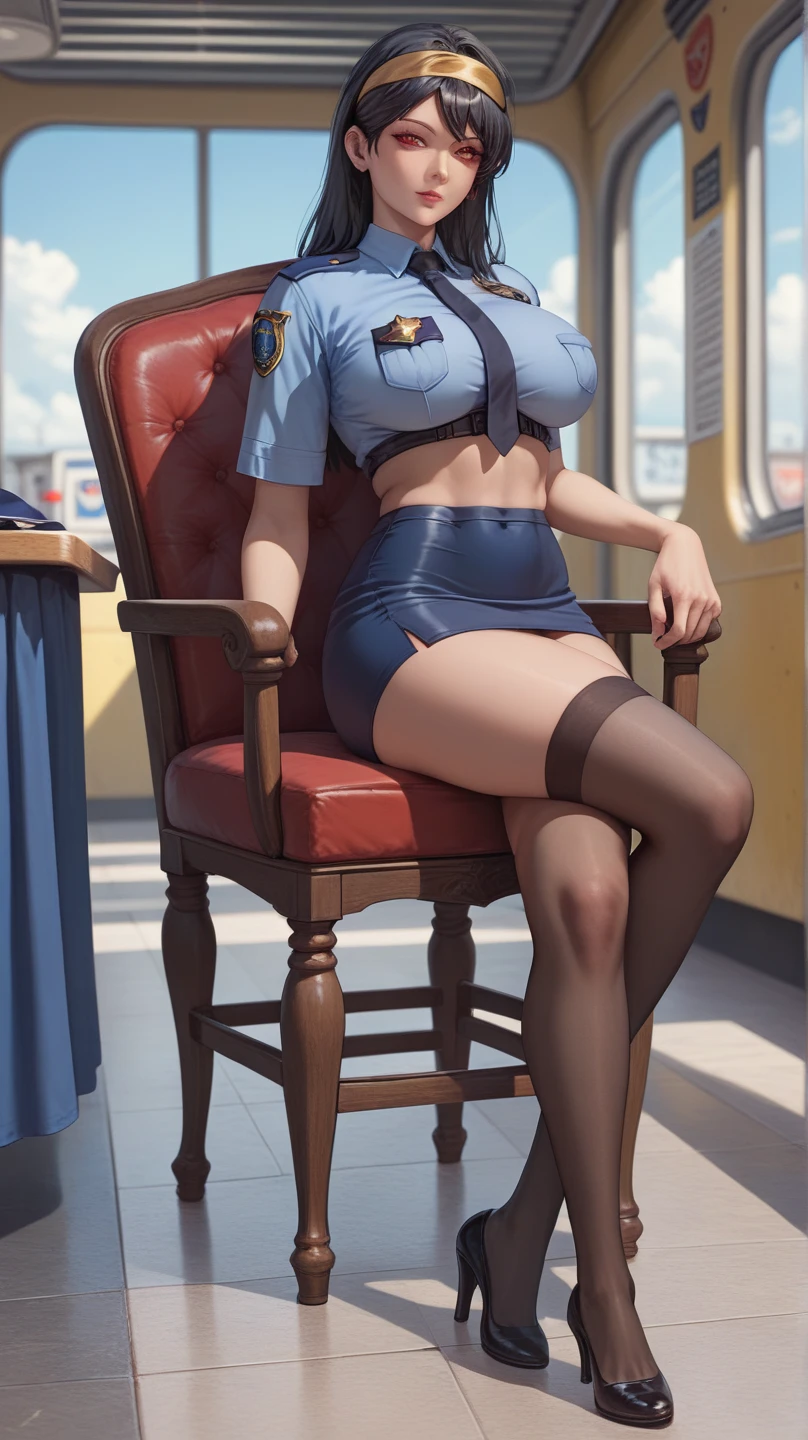 (detailed historical movie still by Jessie Willcox Smith and Norman Rockwell and Leonid Afremov), (nude) german female officer, hat, ponytail, standing, at attention, saluting, futuristic city, trees, sky, god rays, thighs, big breasts, labia, strong, detailed eyes, (line art),uniform, necktie, shrug \(clothing\), long sleeves