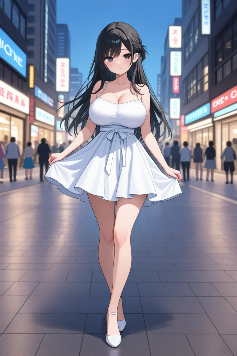 Ground View,giantesscity,tifa,giantesscity,giant girl 50000 feet high,Have a pair of ultra long legs,stepping in crowds,small men under her feet,a pair of huge breasts,Wearing a pair of Mary Jane heels,A look of enjoyment,Beautiful appearance,Exquisite makeup,quality,8k,High quality,Perfect proportion, Cinema lighting,film grain,Fuji colors,8k,textured skin,Super details,high detail,high quality,high resolution,explode,fake smile