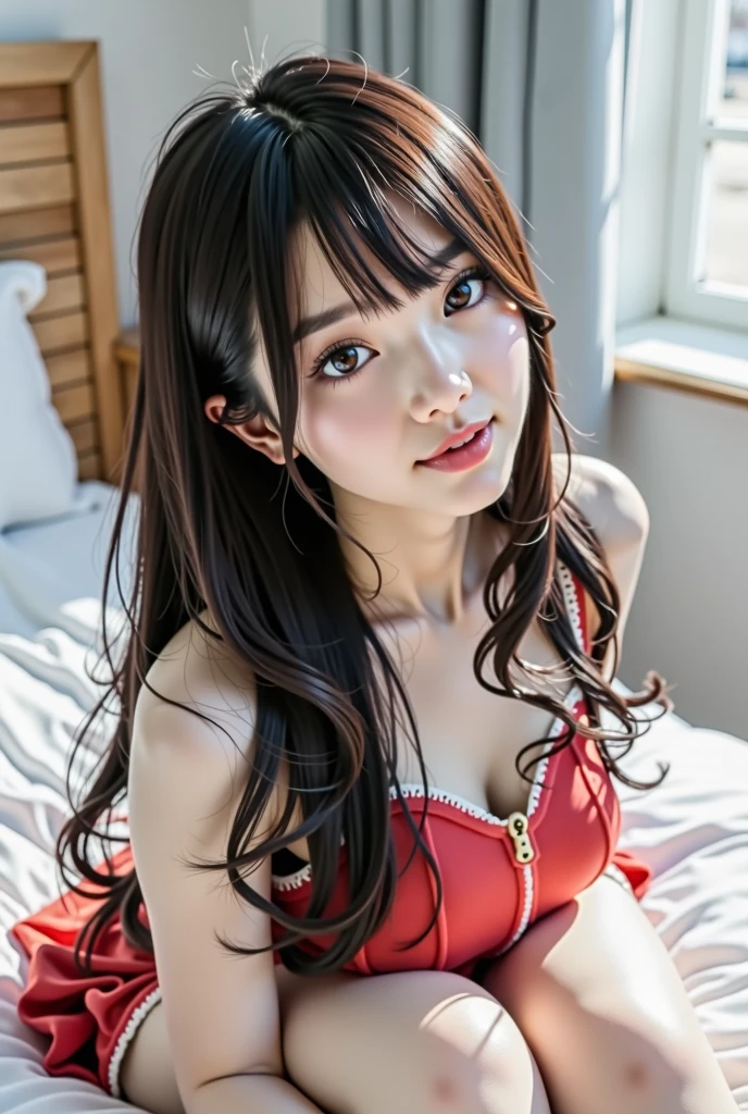 (8k, RAW photo, highest quality, masterpiece: 1.2), (realistic, photorealistic: 1.37), 1 girl, Japan, woman in her 50s, cityscape, night, professional lighting, photon mapping, radiosity, torn, big, very small crimson micro bikini, tip sticking out, areola protruding, pubic shape clearly visible, gal, lots of lashes, Lame on the eyelids, bright red lip, black heels, black chokers, necklaces, bracelets, belt chains, lots of various accessories, pubic hair, bristles on the lower abdomen, slender