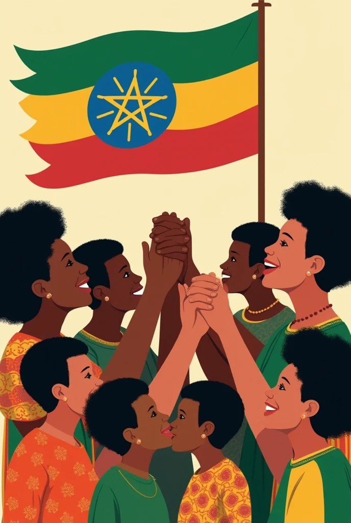 Oromo children wearing abba gedas flag in ethiopia
