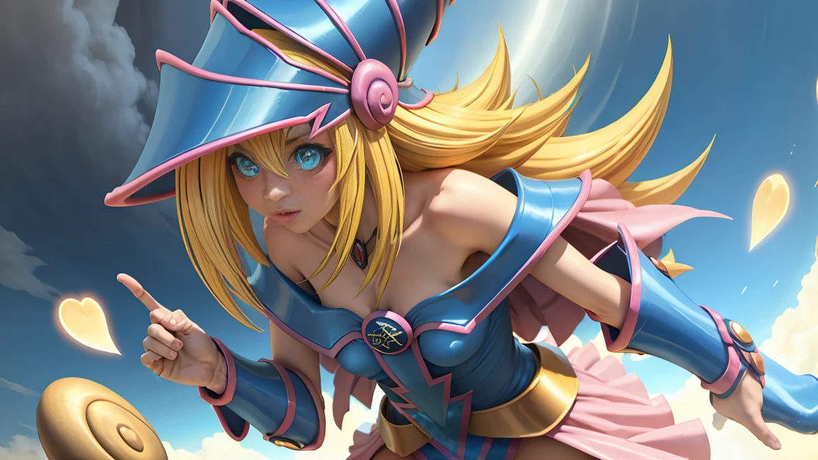 Dark magician gils. Leaving a magic circle. Magia de corazones en el aire.
