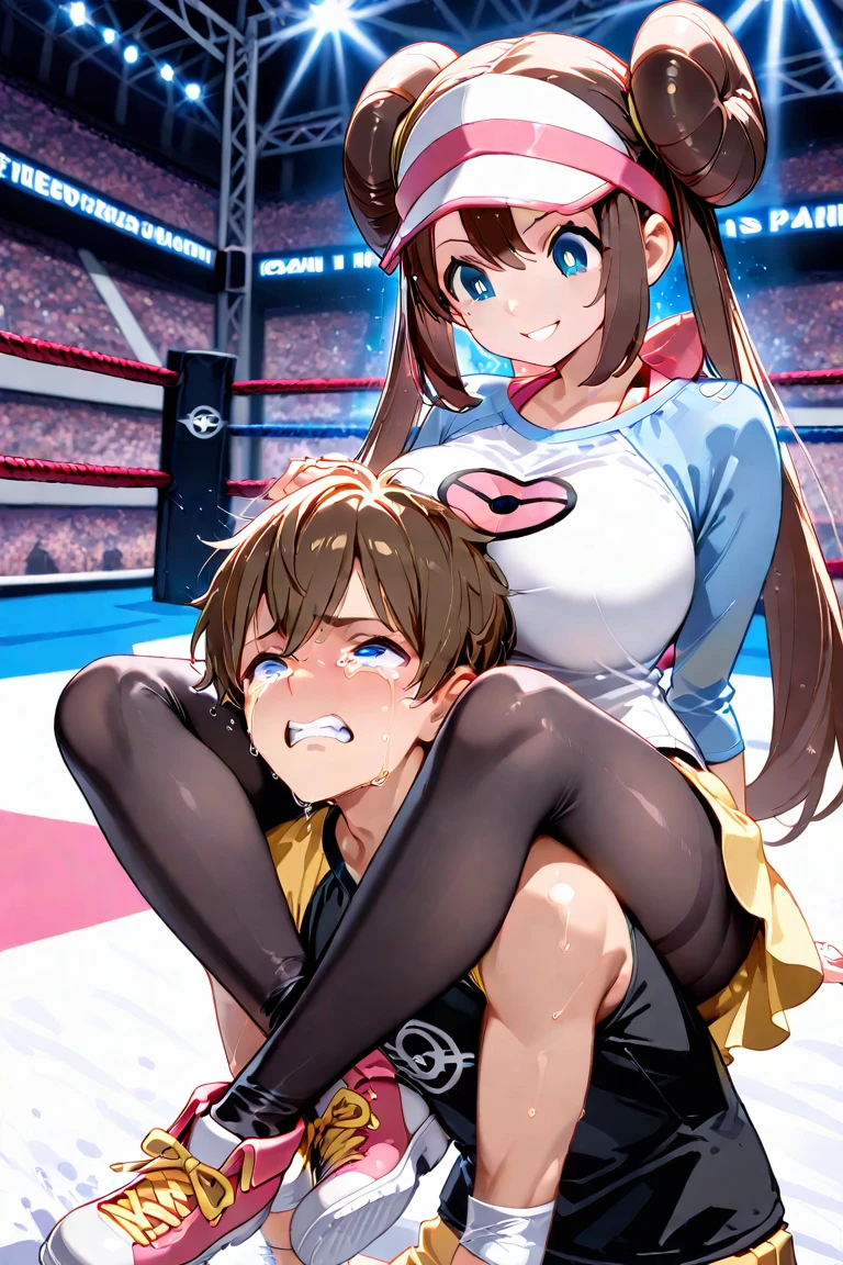 (((Wrestling))) ,(((1girl,1wrestlier performed wrestling)))(((,1 wrestler performed a wrestling move on 1girl,wrestler holding 1girl))),wrestler wearing wrestling-wear,Kyoto animation,highest quality, High resolution, unity 8k wallpaper, (figure:0.8), (detailed and beautiful eyes:1.6), highly detailed face, perfect lighting, Highly detailed CG, (perfect hands, perfect anatomy),masterpiece,High resolution,perfect anatomy,anime key visual,detailed and beautiful eyes,highest quality,unity 8k wallpaper,super dense skin,white skin,best quality,NSFW, {{black outlines}}, {{Game CG}}, {{vector trace}}, {{{{Bestiality}}}}, (1man,1girl), (she is Asuna Yuki),Asuna Yuki(Sword Art Online), Long bronze hair,braid,Brown eyes,Detailed eyes,Large chest line,Roll Forward,armature,Lifelike,Her thin legs are so cute.,Very beautiful long legs.,white thighhig, luxury garter,Perfect body,Lifelike, (((white shirt,denim’s very short tight skirt , embarrassed)))