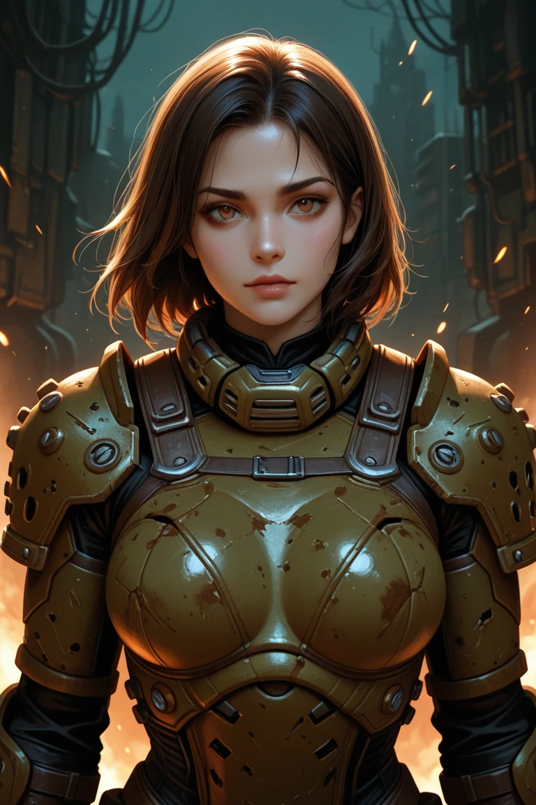 1girl, android, slim, petite, sexy, brown hair, curly hair, long hair, <lora:robot_skin_XL_1.0.6:1> Robot Skin, Android Skin <lora:Battle_Damage:0.5> BattleDamage, <lora:Bloody tears:1> bloody tears, <lora:0703 scary hospital aisle_v1_pony:0.8> ruanyi0703,blood splatter, dark,, score_9, score_8_up, score_7_up, score_6_up, score_5_up, score_4_up, <lora:030483:0.4> 030483, woman, medium breasts, 24 years old,