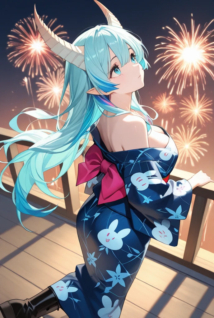 Imagine a futuristic 4th of July celebration with holographic displays and fractal projections, symbolizing the technological revolution intertwined with the spirit of freedom. enormous tits