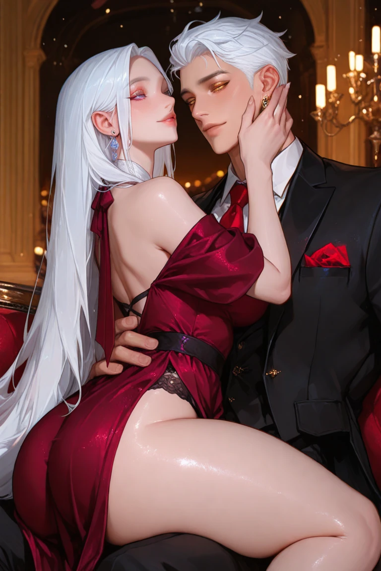 （tmasterpiece：1.2，Highest quality，A high resolution），The whole body，Slim boy：0.7 bed sex with devil and mistress，femele：1.8（Girl at the top，Mistress teases boy：1.2，Boy is underneath his mistress helpless：1.1，Mistress&#39; hands on boy&#39;s neck：1.6）。 （cinmatic lighting）