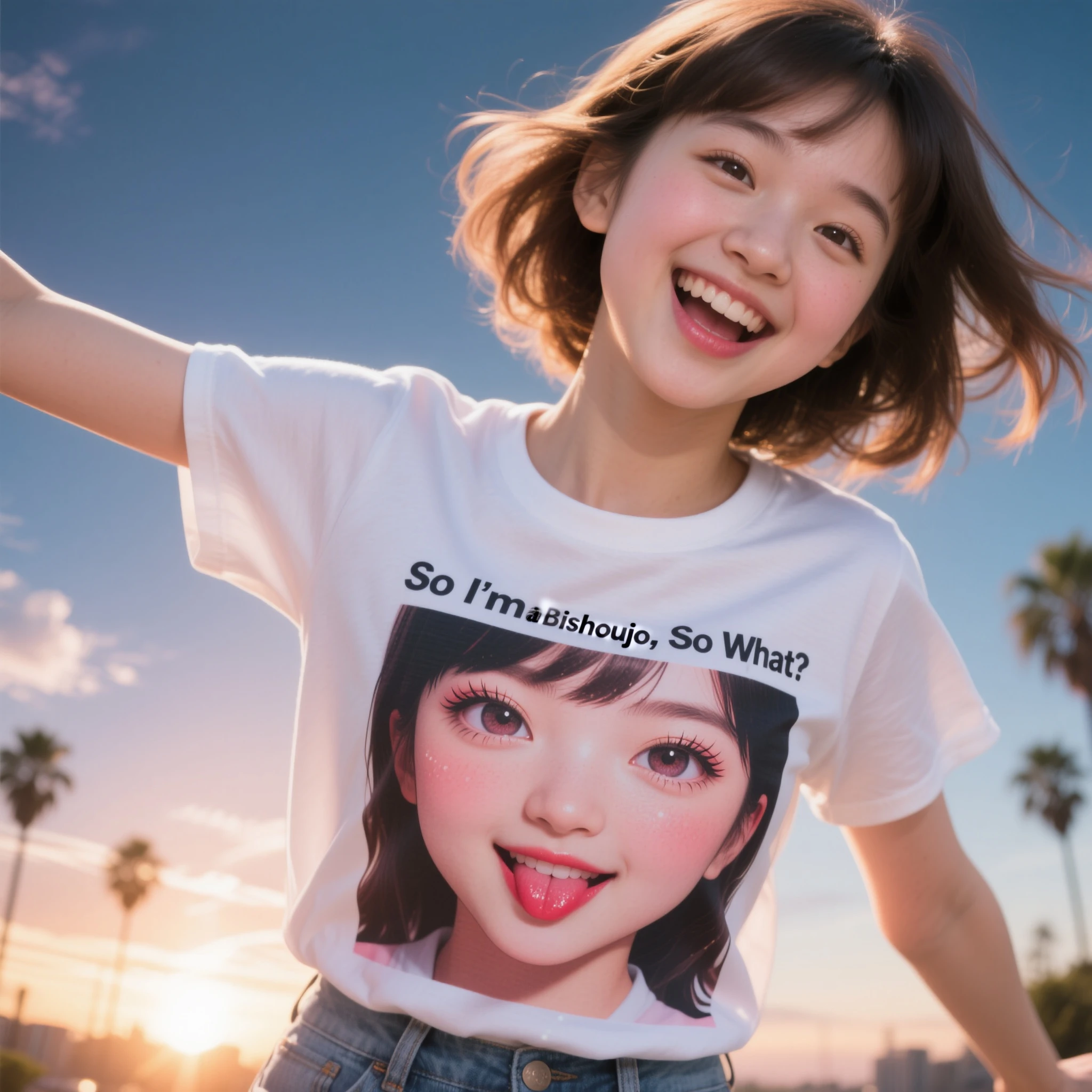 1 girl, Linda, cute and excited