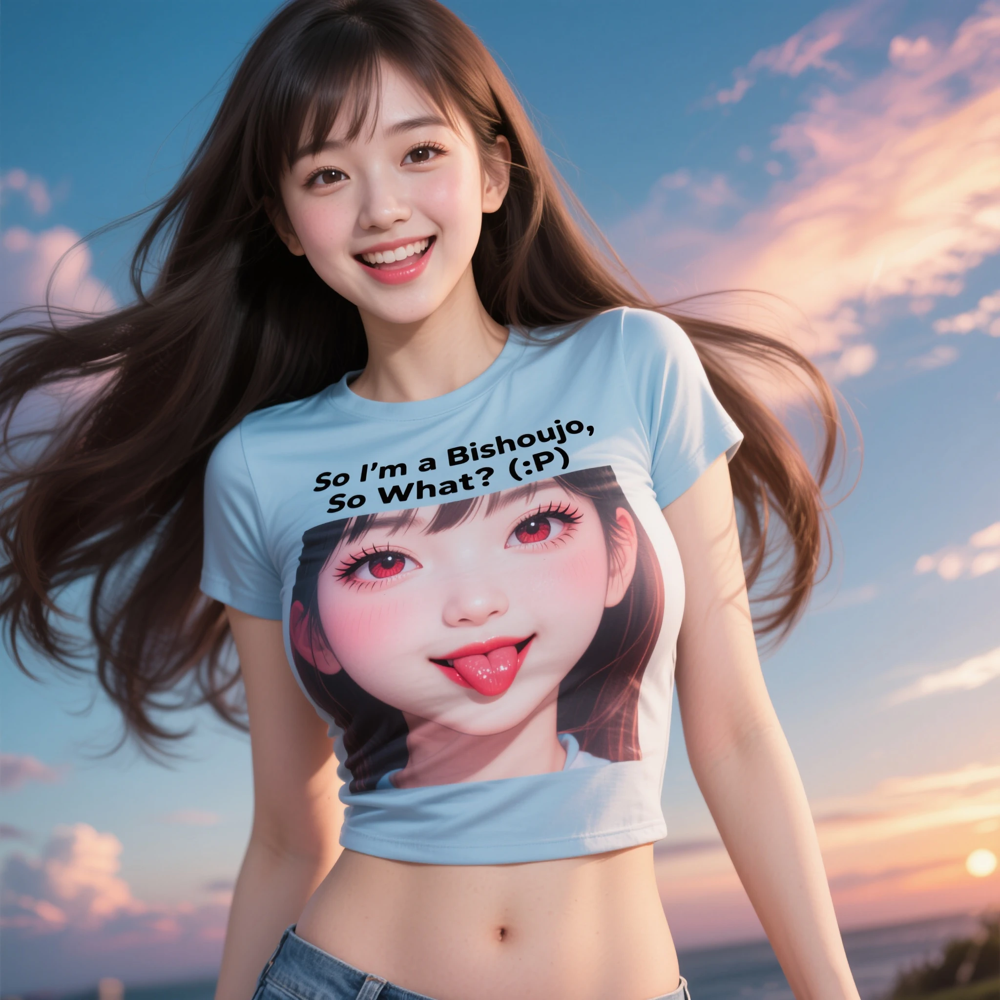 Generate an HD image of the same girl in the photograph