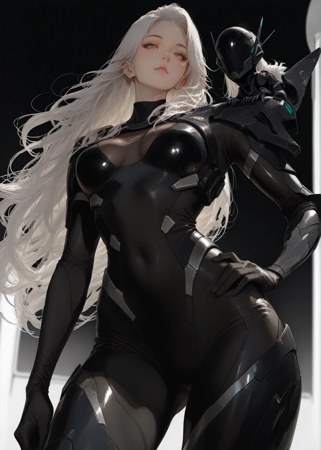 (((ultra realistic))) Photo, masterpiece, top quality, (pale skin), (Ultra detailed face and eyes:1.3), grey eyes, golden long hair, she looks like the actress rachel hurd-wood, 1 girl, Adult, Beautiful Woman dressed in black ops gear, dressed in full black kevlar armor. She is on top of a building, armored for a secret mission in full kevlar, boot, carrying a gun, looking down a futuristic city. Vibrant and colorful,(Natural breasts). ((Posing)), photoshoot, (Soft Lighting), (The play of light and shadows), depth of field, bokeh, (special attention to skin detail: 1.2), Detailed leather texture, detailed skin pores. (Erotic atmosphere of the frame. Color range - Dark blue, amber, Off-White tones), UDR, ((Film grain)), ((rays)), (Glare), ((full body portrait)) , ultra detailed. she is beside a yautja hunter, a predator of the filme. He is twice her size, all black with red eyes, in full hunting equipment as seem in the predators movies. She is laying over a monster twice her sizer
