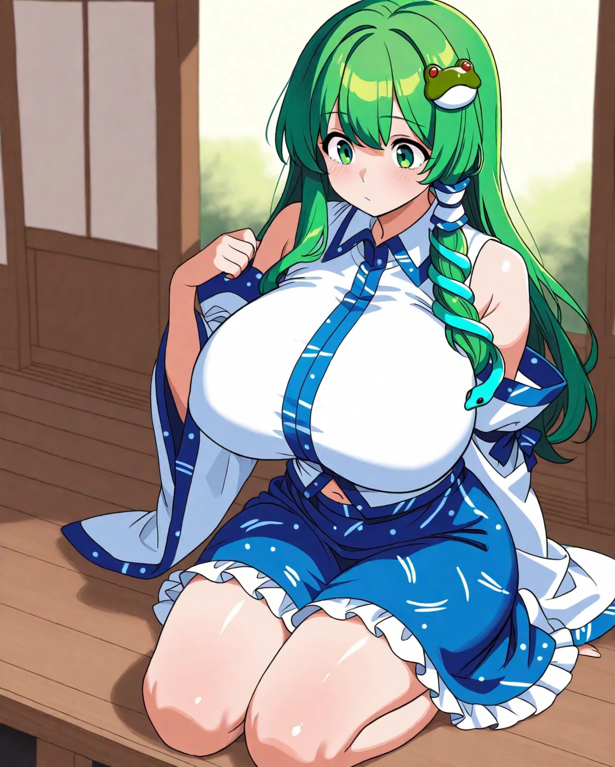 Sanae Kochiya　Big breasts Shy Blushing