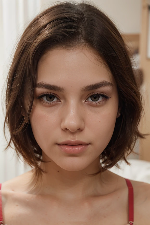 ((best quality)), ((masterpiece)), (detailed), perfect face, close up shot, 20 years old , beautiful girl, short hairs, big eyes, beautiful eyes, cute face, attention to detail, light makeup, natural skin