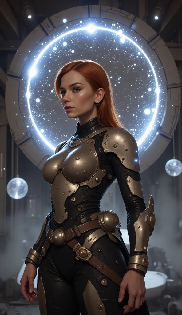 Jennifer Korbin, ginger hair, wet and wild in 18 space, steampunk