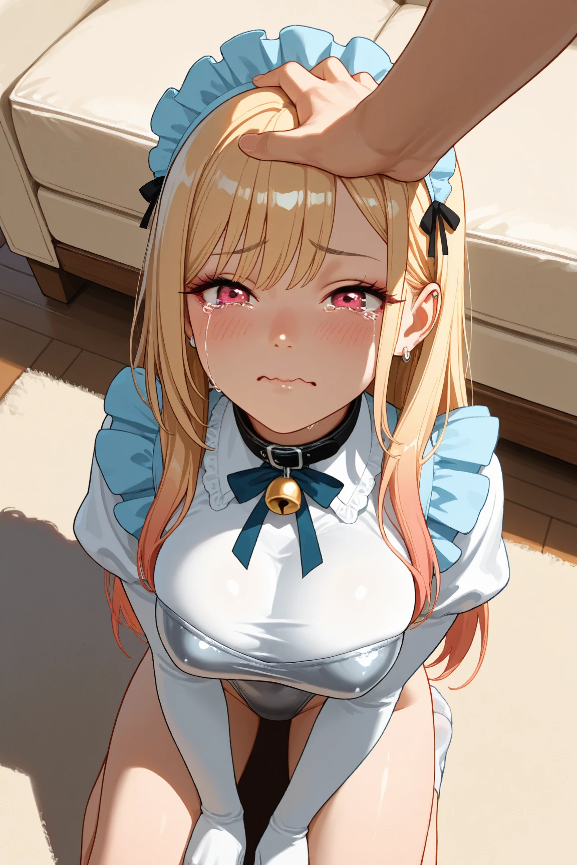 ((Highest quality、High resolution、8K、masterpiece:1.3))、1 Girl、Unparalleled beauty、Ultimate beauty、Highly detailed face、Delicate eyes、smile、Sexy Looks、Written boundary depth、Particles of light、Side light、((blonde、Maid、Maid服、No pants))、(((Expressions of ecstasy、Shyly、Forcing someone to engage in sexual acts in a crowded public place、I'm inviting you to have sex、Have sex in cowgirl position、straddling a man、Spread your legs)))、Perfect body、Beautiful breasts、Nipples、、Knee socks、Thighs、Love juice dripping from pussy((Highest quality、High resolution、8K、masterpiece:1.3))、1 Girl、Unparalleled beauty、Ultimate beauty、Highly detailed face、Delicate eyes、smile、Sexy Looks、Written boundary depth、Particles of light、Side light、((blonde、Maid、Maid服、No pants))、(((Expressions of ecstasy、Shyly、 the bed、I'm inviting you to have sex、Have sex in cowgirl position、straddling a man、Spread your legs)))、Perfect body、Beautiful breasts、Nipples、、Knee socks、Thighs、Love juice dripping from pussy、NSFW、((orgasm))、Gasp、Panting、Cum、feel、Red cheeks、Felt expression、Trance Expression、Provocative look、Open your mouth、Semen from mouth、Drooling from the mouth、Panting expression、Sex,Covered in semen、Semen all over the body、Make a naughty noise、Speak out what you feel