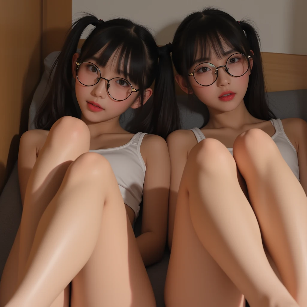 (Two women kissing,yuri) (Transparent white swimsuit without breast pads) 、(Japanese female student)(Are standing) (The outline of the nipples clearly expresses the shape of the nipples..Nipples)((Small breasts)), (Realistic: 1.4),((Pussy line))(On the front)RAW Photos, highest quality, (Realisticistic),(White school swimsuit),((Glasses)), (((Young Face))), (Written boundary depth), ((Nipples visible through clothing))masterpiece, (Realistic), 4K、Beyond High Quality、Bangs、Long black hair、(indoor:1.5)Expressionless:1.4,Slim and beautiful body、Whole Body Ezbian:1.2.Beautiful Skin