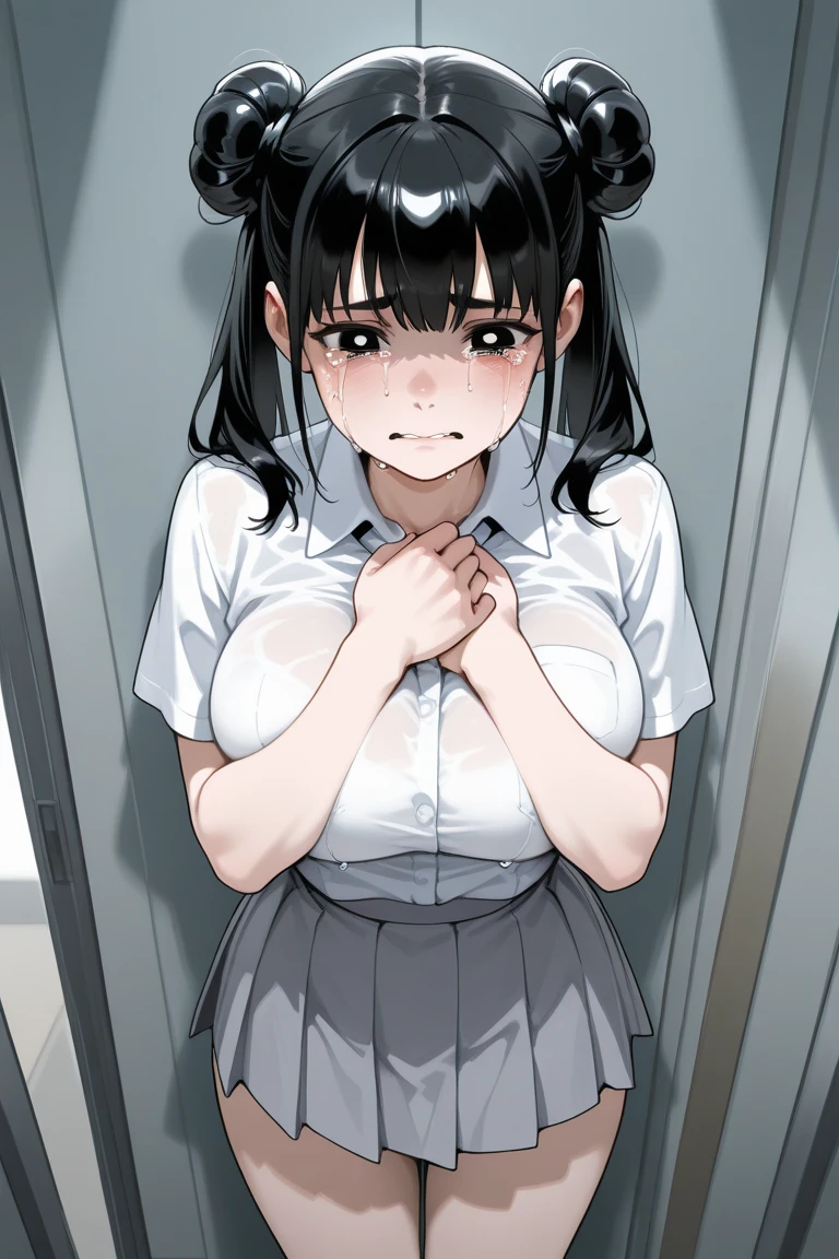 Kuroki_Tomoko,locker room,big breasts,(sweating),smile,open mouth,spoken heart,(Sex with guys:1.5),long skirt,necktie