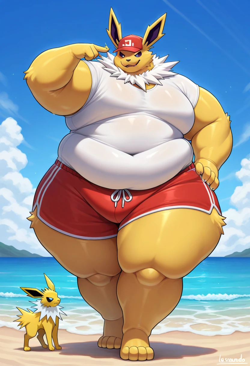 Correct body proportions，Black genitalia，Black glands，male people，Pikachu，chubbiness，Fat minora，Shirtless，victory pose，The erection，Red genitalia，knot，Pola，beer belly， male people， Detailed pubic hair， A high resolution，and the sun was shining brightly， tmasterpiece，Excessive obesity，Obesity in the extremities，Lift your feet，No hairstyle，hairy balls，nakeness