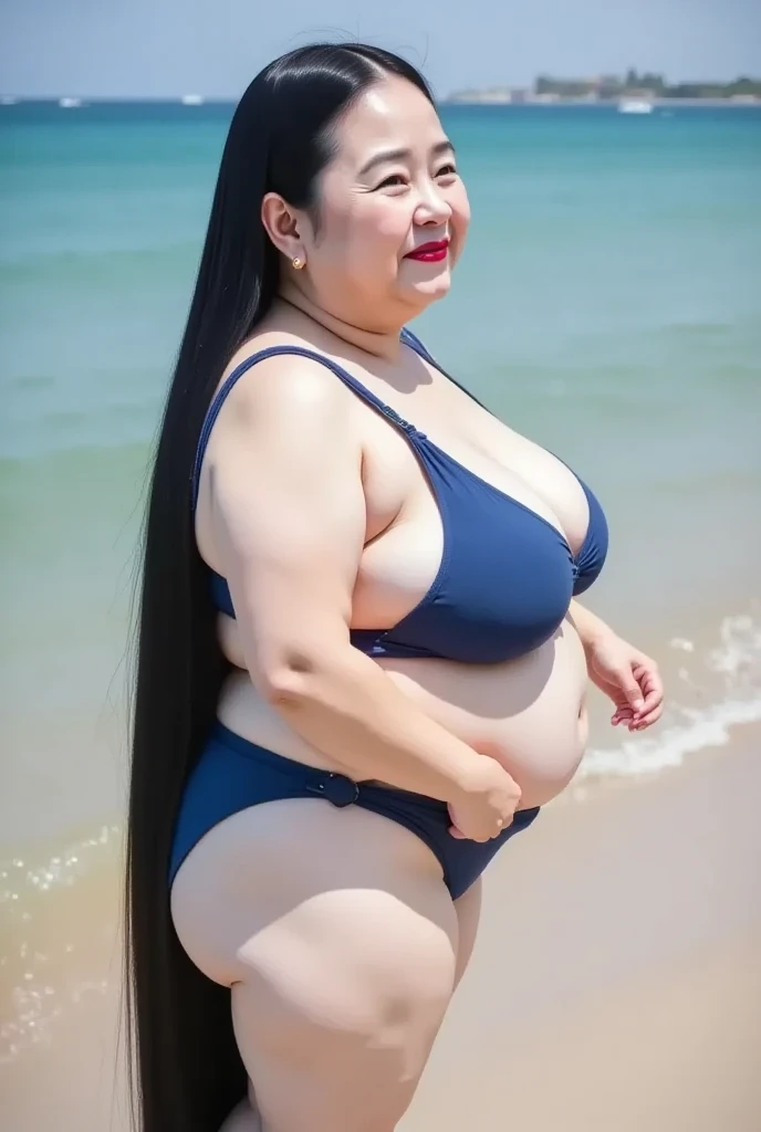 1 Japanese girl,White skin,Sweat,(fat),(very fat face),(Japanese girl,White skin,Sweat,(fat),(Big Beautiful Woman),(over 250kg),(Fat cheeks),(Fat chin),(upturned nose),(Big tits),(Fat hips),(Fat belly),(Fat legs)Very realistic,Sea side,(Black Micro bikini),(Spread legs),