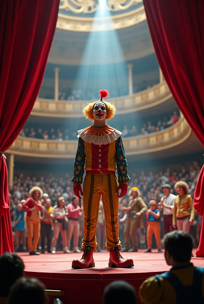 The clown wanted everyone to laugh。But no one laughed at his pantomime.。Adults don't even try to see、Swear at children、An important costume was torn to a bad。And yet he keeps dancing。While hiding your sadness with a false smile。