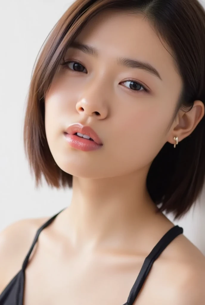 (( PREMIUM QUALITY,  8k )), ((masterpiece)), ( details),     Japanese girl,   first person view   ,One Woman, petite woman ,   Sexy,(  in the bedroom),(((    absurdly large breasts ,    completely naked,  beautiful breasts, short bob hair , black hair))),  dark haired  , ((         No Makeup,  small eyes))