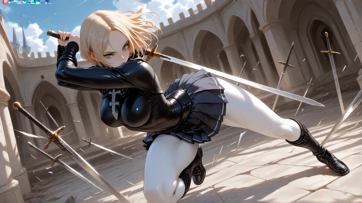 (extremely detailed CG unity 8k wallpaper), (masterpiece), (best quality), (ultra-detailed), (best illustration), (best shadow), (absurdres), 2b, 1girl, short hair, short ponytail, normal size boobs, white hair, blindfold solo, Intimidating women, admiral uniform, night, hero pose, white clothes, General Uniform, Military Uniform, Sunlight, exposed to sunlight,commander, cape, fighting, ((beautiful fantasy girl)), (Master Part: 1.2), Best Quality, High Resolution, photorealestic, photogenic, Unity 8k壁纸, perfect lighting, (perfect arms, perfect anatomy) beatiful face, intricate details, Detalhes realistas, the anime, The Perfect Girl, perfect details, Ultra HD |, 8K, Professional photo