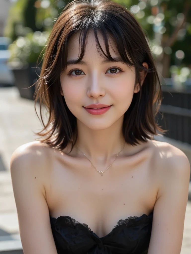 (Realistic、photo Realistic:1.3)、1 girl、2、(Bob Hair, Shortcuts, Brown Hair), (Change of clothes: 1.2), panties, Night Street、 (Browsing Caution:1.3), Beautiful Skin, blush, Grinning face、Very detailed、super high quality、Upper body naked、Small breasts、Nipples