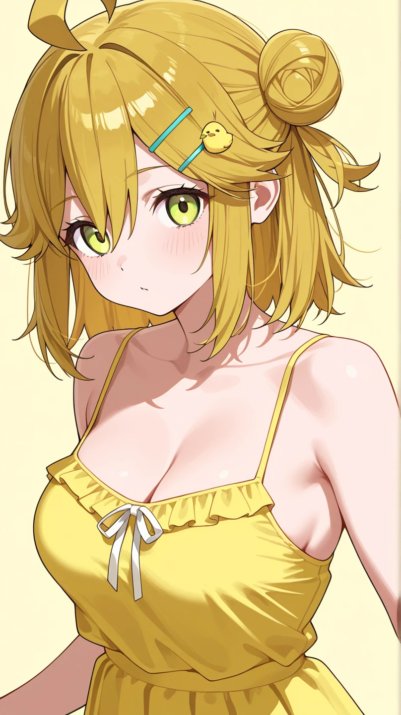 Masterpiece, beautiful,Hanayo Koizumi Love Live, green frilled bikini,big breasts,(sagging breasts:0.7), arms behind back, upper body
