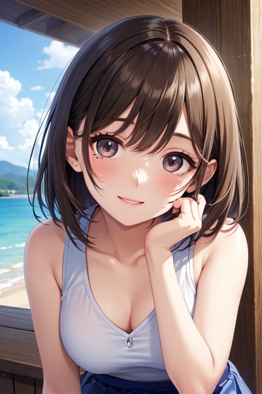 highest quality、High resolution、Detailed Background、(Detailed eyes:1.2)、Teenage beauty、(Highly detailed face:1.4)、(Huge breasts:1.1)、Cute hair color、Cute hairstyle、
At dusk、A young girl is seen taking a walk with her dog, who plays on the beach.。Looking up at the red sky、The sight of her happily running around with her dog、It truly represents the comfort of summer.。
These、A girl enjoying summer in nature、Innocent and adorable、It makes me feel the coming of summer.。An innocent smile、Full of concentration、Relaxed Rest、And fun times with dogs。Truly a summer experience、A lovely view unfolds。