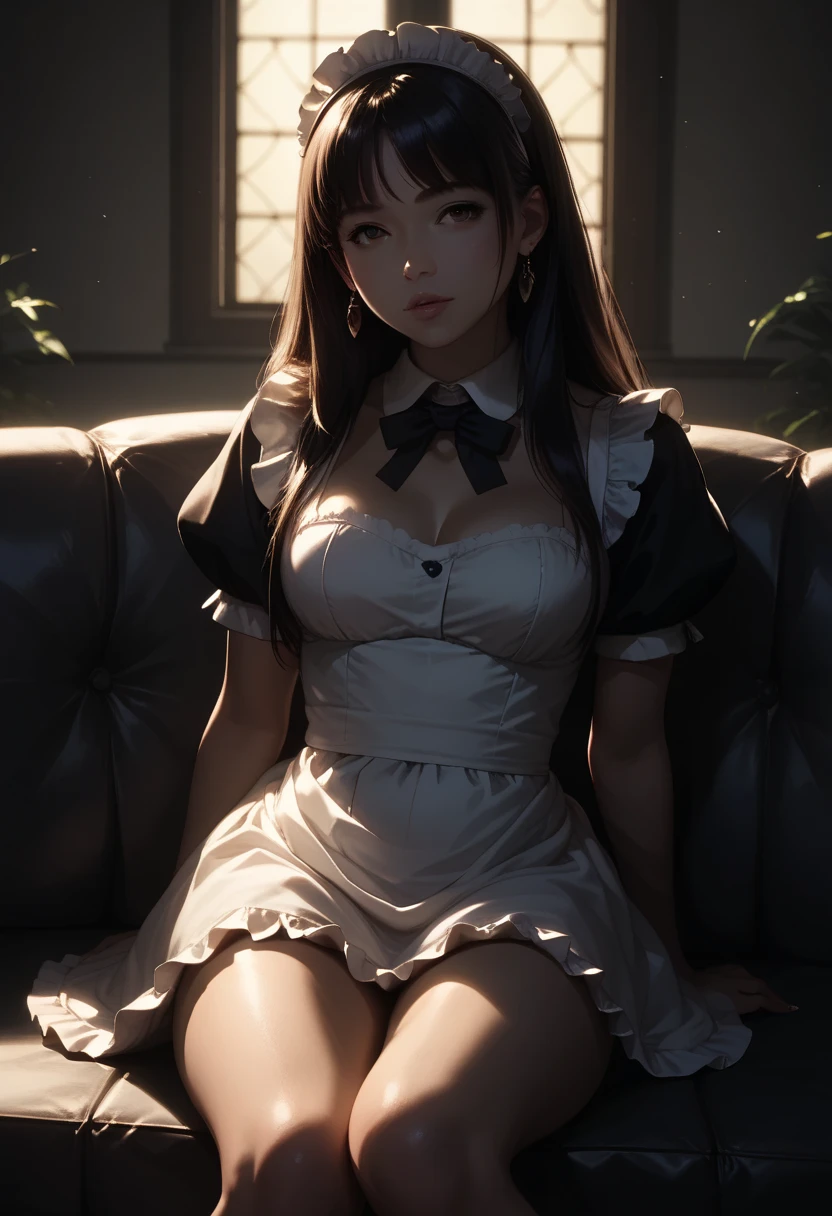 (best quality), (detailed), (solo),((1 girl)), ((full body portrait)), (((medium breasts, living room, looking at viewer, beautiful green eyes, detailed, maid outfit, skimpy,showing deep cleavage, embarrassed))),Realistic Eyes,Facial Features,Realistic Face Rendering,High Resolution,High Definition,High DPI (Dots Per Inch),High Fidelity,High Detail,High Clarity,High Realism,High Accuracy,Photorealistic,High-Quality Textures,Enhanced Color Depth,High Dynamic Range (HDR),Noise Reduction,High-Quality Filters,High-Quality Rendering,High-Quality Compression,Anti-Aliasing,Super Sampling,High-Quality Lighting,High-Quality Shadows