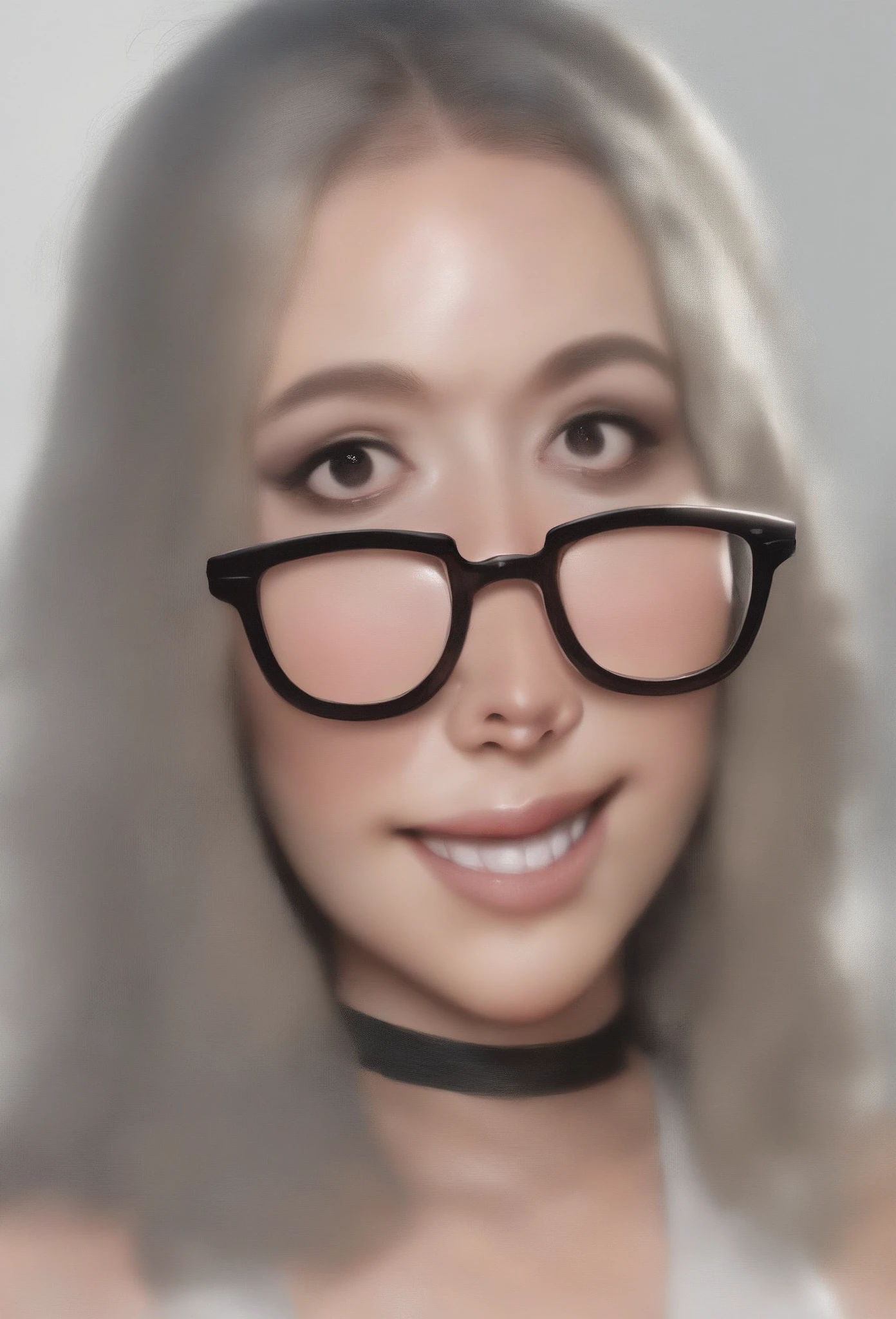 An image of a beautiful of a 20 year old Arabian exotic Instagram model, taken with iphone camera, medium shot selfie of a pretty young woman, (ombre:1.3) vibrant silver/white dyed hair, amber colored eyes, film grain, best quality