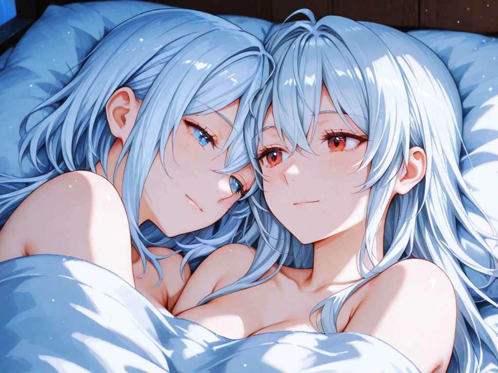 masterpiece, Highest quality,1 Girl, Gray Hair,naked,chest, Embarrassing, No clothes,tits, bed, Lying on your back,Having sex,Put your hands above your head,Hands pulling the pillow,Perfect body, alone, Watching the audience, blush, smile,,Open your mouth wide,Thick thighs,Black Hair, Sweat