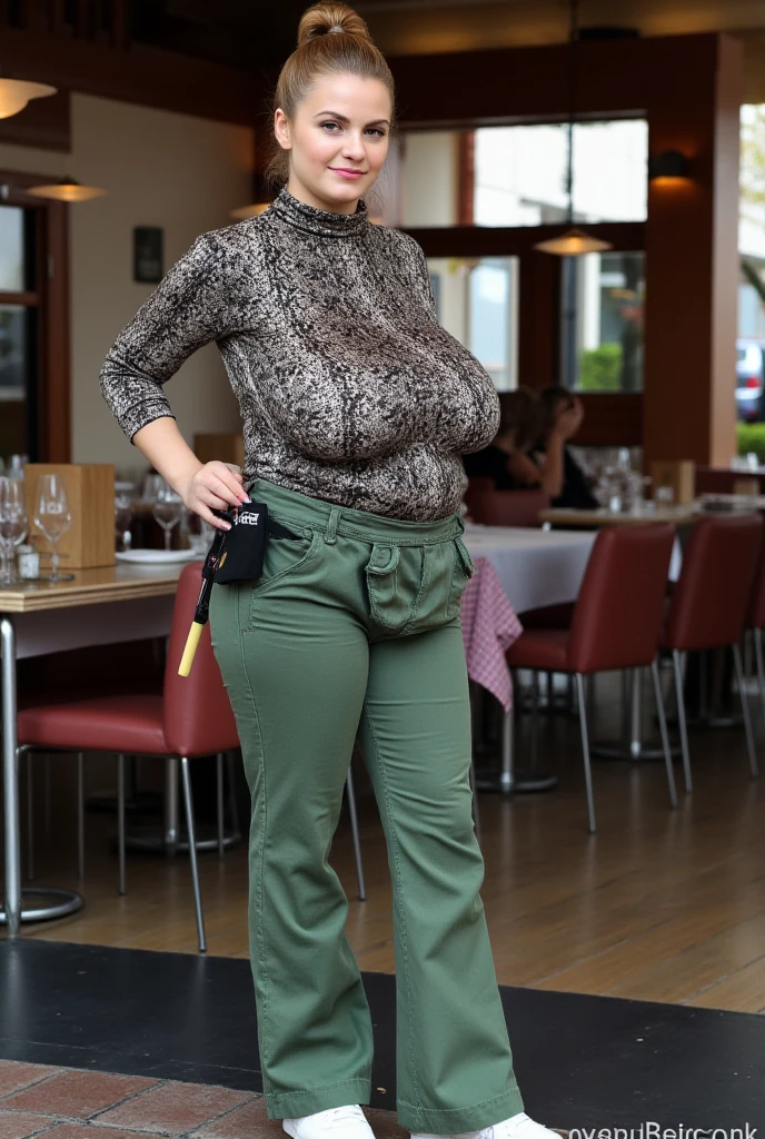 masterpiece, best quality, 16K, city, old woman, happy, smiling, standing, looking at viewer, front view, long hair, wave hair, black hair, eyes open, (large breasts:1.28), (wrinkles corners eyes:1.38), (nasolabial:1.38), (old skin:1.38), wrinkles skin, freckled skin, pale skin, (old muscles:1.2), slender, (white tube top), (khaki culottes), (high-heels), piercing, necklace, freckles, chubby, elderly, old, japanese, outside, in the city, at night, nsfw, full body shot, from front