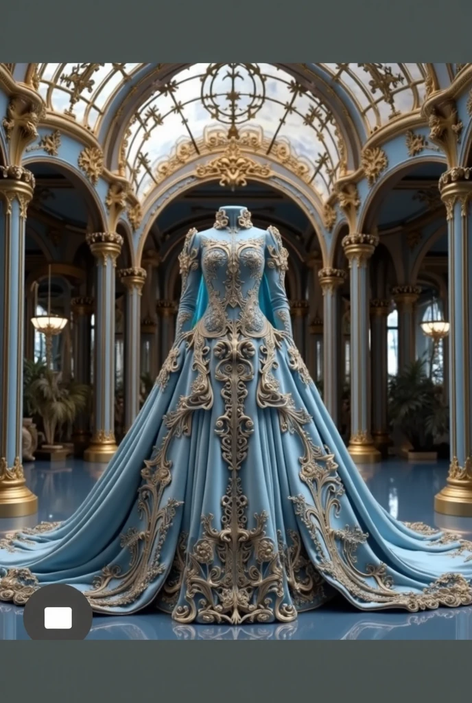 a hyper realistic photograph of a girl standing wearing a majestic light beige and gold ball gown dress, big beautiful dress, intricate puffy ball gown with lots of ruffles and rhinestones (Best quality, masterpiece, ArtStation, Fantasy Art:1.2), a palace room, a beautiful cute girl, (long white hair:1.1), (intricate short gold skirt, bare legs:1.2, full body shot)