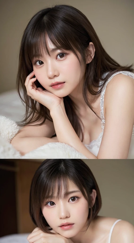 one girl, (a beauty girl, delicate girl:1.3), (15 years old:1.3),
break, (Flawlessレースのブラジャー、FlawlessＴback、White or pink、Crouch down、Full body description、M-shaped splits、1.6）
break, (Bedroom), (Leaning forward:1.5),
break, Very fine grain definition, (Symmetrical eyes:1.3),
break, Small breasts, Brown eyes, Parted bangs, Brown Hair,  girl,
break, (Eyes and facial details:1.0), (Get closer to the face, Zoom in on face, Face Focus:1.0),
break, (masterpiece, highest quality, Super detailed, Detailed face, 8k)