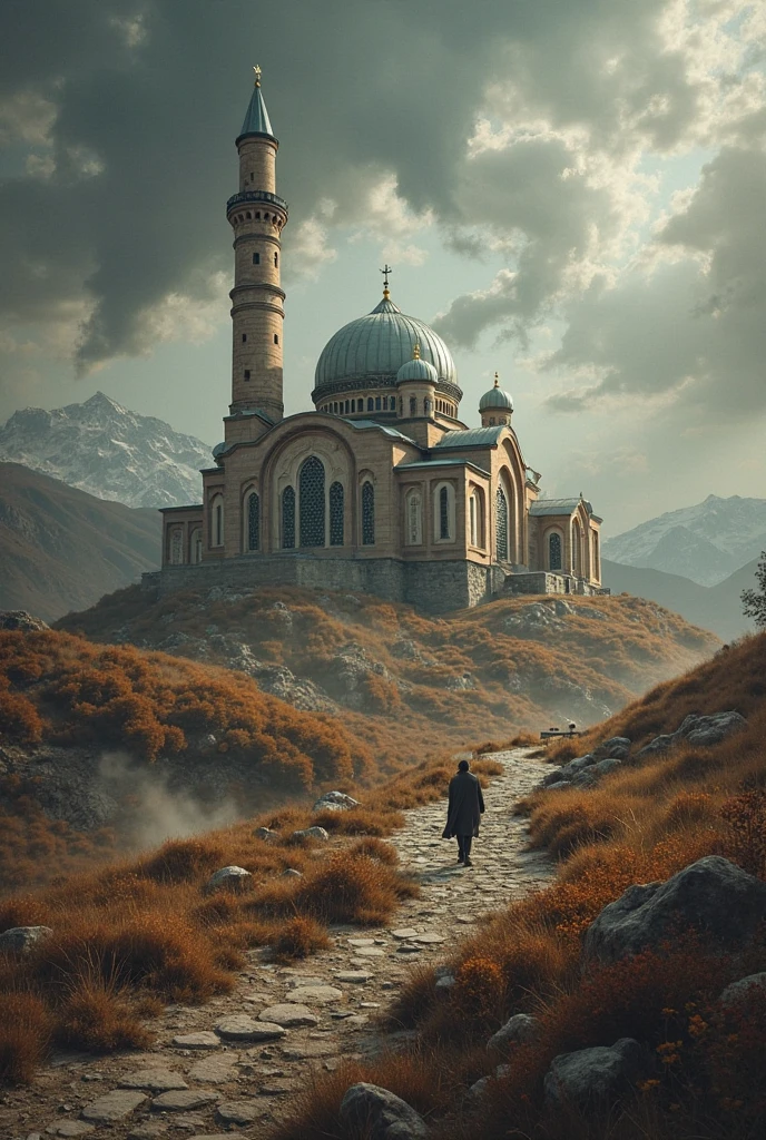 (art by Alexander Kanoldt:1.2) , stylized, landscape of a Tender [The Holy Grail:Hagia Sophia:4], Hazy conditions, Rembrandt lighting, Concept Art World, octane engine