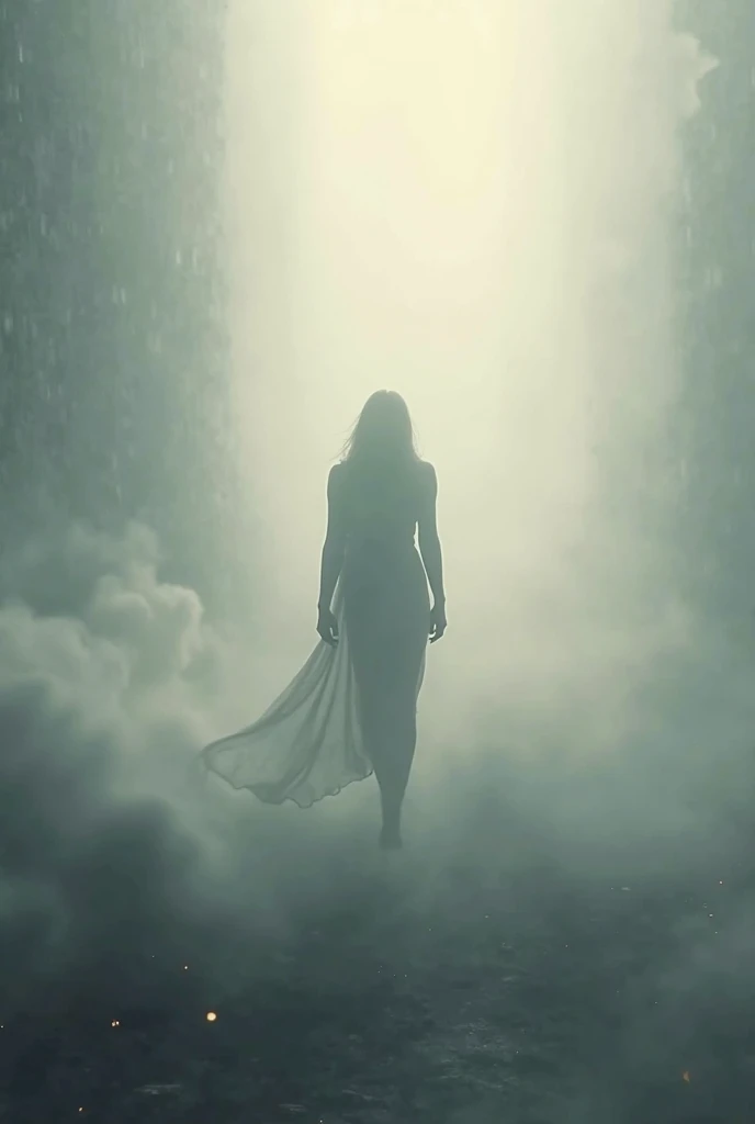 A beautiful 20-year-old Kate Mara, ethereal, ghostly, dressed in sheer near-nude billowing fabrics, a haunting beauty walking just above the ground on a moonlit night, coastal scene, dramatic lighting, volumetric fog, intricate details, cinematic, highly detailed, photorealistic, 8k