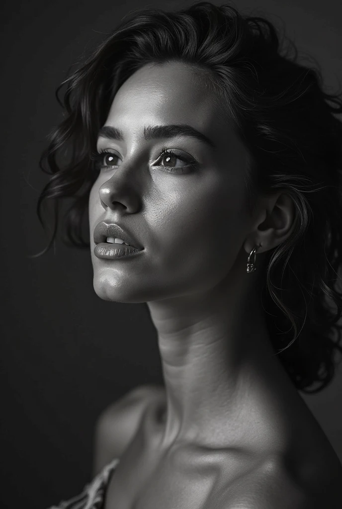 masterpiece portrait of a young woman MelikaForoutan01, profile pose,
sexy pudica pose gesture, looking at viewer chiaroscuro portrait,
matte painting portrait,
dark portrait,
standing in the middle of a black background,
elegant body structure, Two tone lighting, octane, unreal, to8 contrast style, 