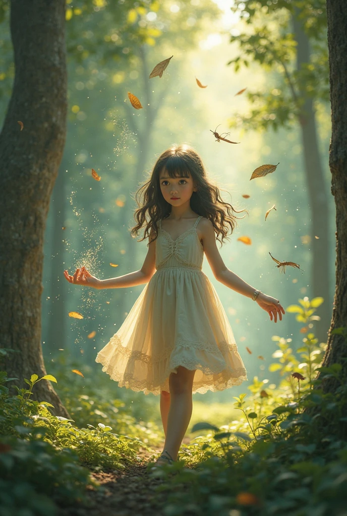 1 mulher fada, Natureza, Floresta, Asas, borboleta, Bugs, tree, sozinho, cabelos longos, vestir, light particles, fada, ao ar livre, scenecy, brilhante, water, fantasia, asas de borboleta, Blurry, barefoot, Asas de fada, vestido azul, profundidade de campo, vaga-lume