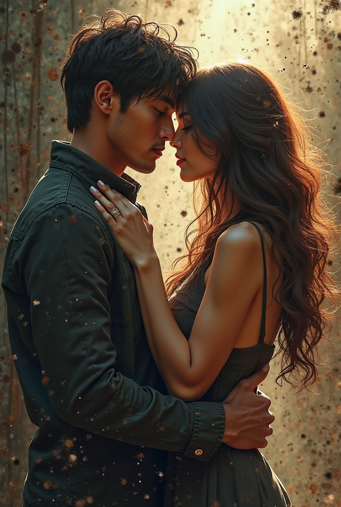 Cover for Wattpad youth romance book, black haired latina girl, and handsome bad boy 